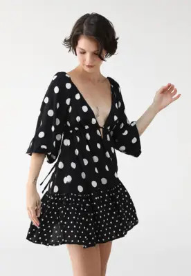 Vestido FARM Curto Patch Poá Preto | Dafiti (BR)