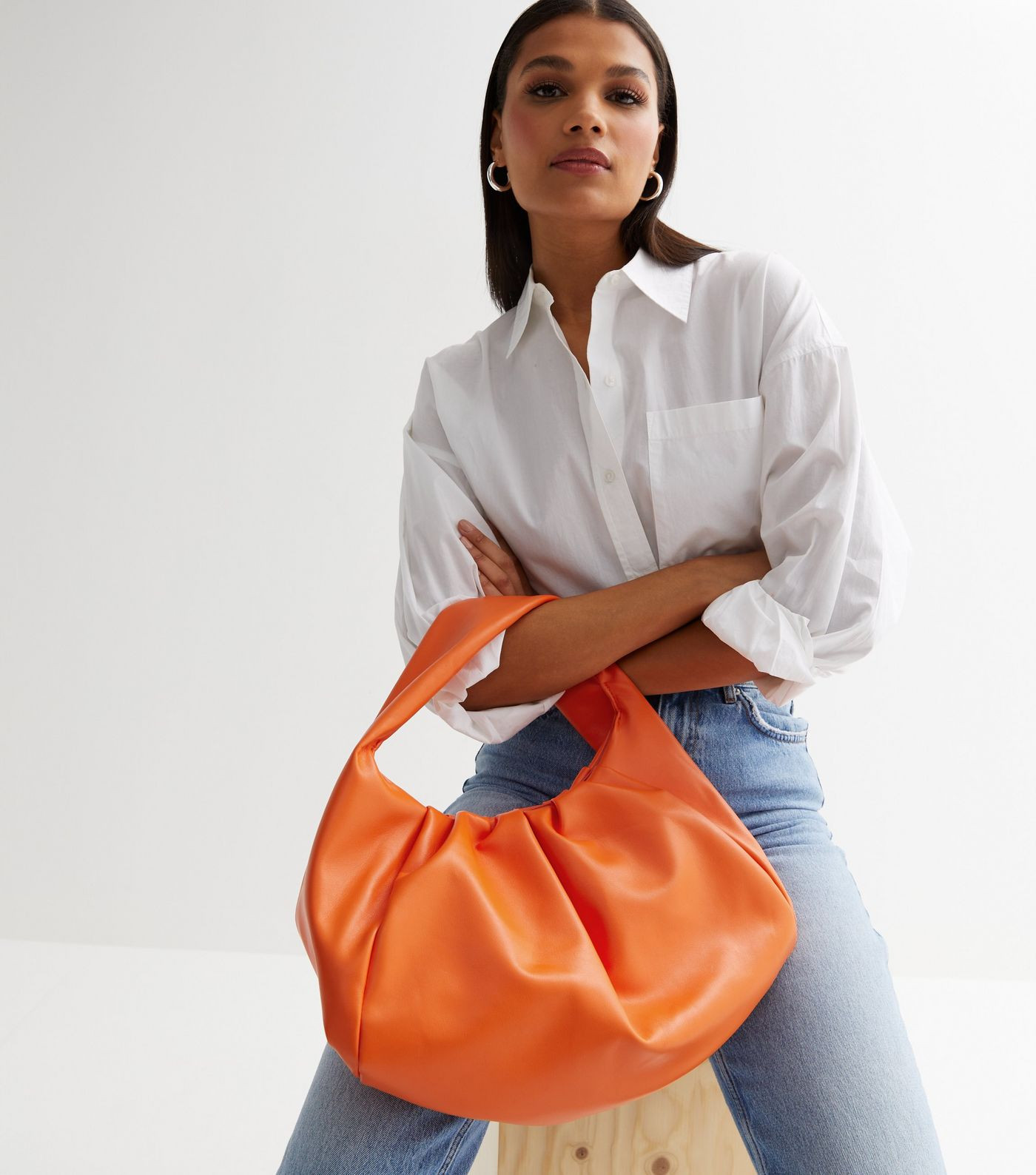 Public Desire Orange Ruched Grab Handle Bag
						
						Add to Saved Items
						Remove from Sav... | New Look (UK)