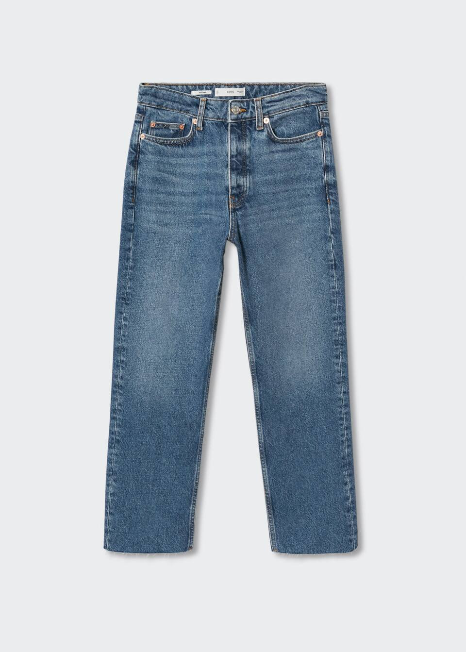 High-waist cropped straight jeans -  Women | Mango USA | MANGO (US)
