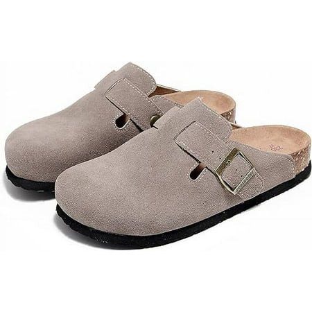 Women s Clog Suede Upper Soft Leather Clogs for Women Non-Slip Slip-on Clog Slippers Waterproof Mules House Sandals | Walmart (US)
