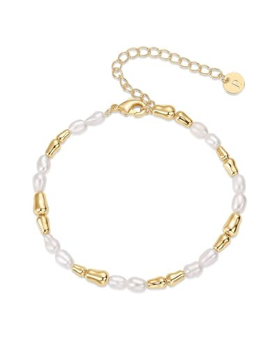 PAVOI 18K Yellow Gold Plated Freshwater Pearl Bracelet for Women | Beaded 6" Bracelet with Pearls | Amazon (US)
