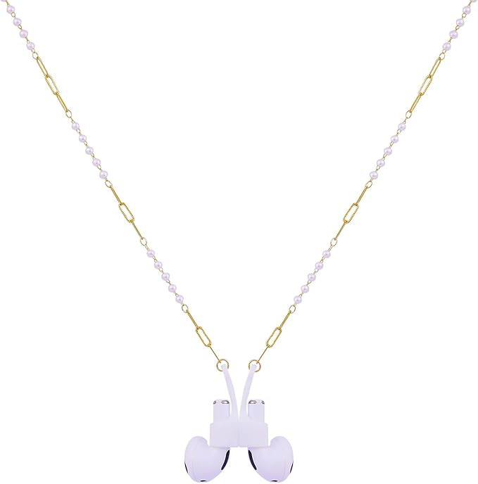 EGEN Female Magnetic Anti-Lost Strap Holder Necklace White Pearl Copper Chain for Airpods Pro 3 2... | Amazon (US)
