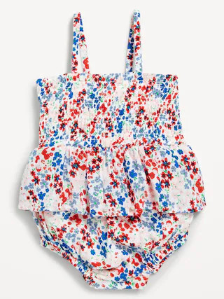 Sleeveless Smocked Ruffled One-Piece Romper for Baby | Old Navy (US)