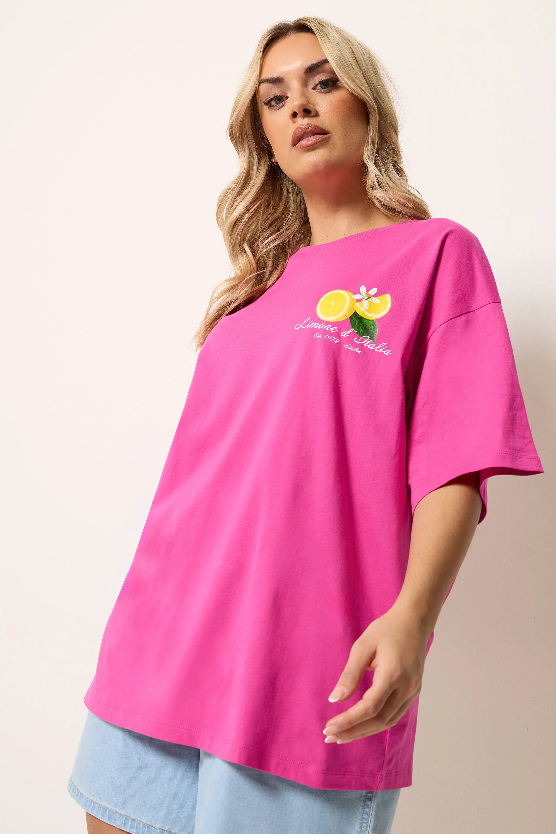 YOURS Plus Size Pink Lemon Back Print Graphic T-Shirt | Yours Clothing UK