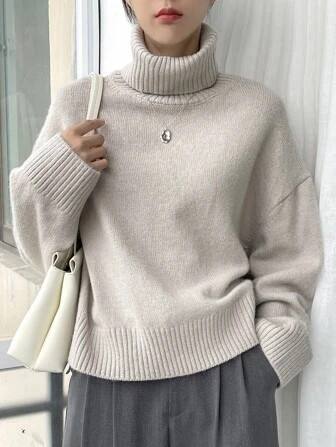 DAZY Drop Shoulder Turtle Neck Sweater | SHEIN