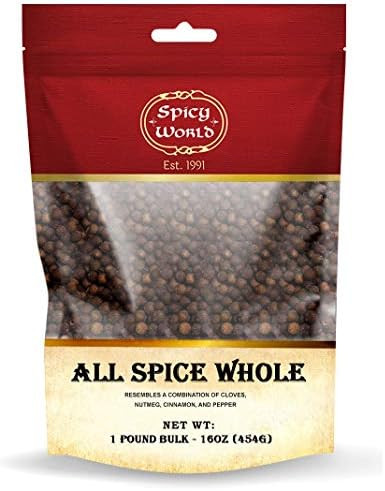 Whole Allspice Berries - 1 Pound Bag Bulk in Resealable Bag | by Spicy World (All Spice) | Amazon (US)