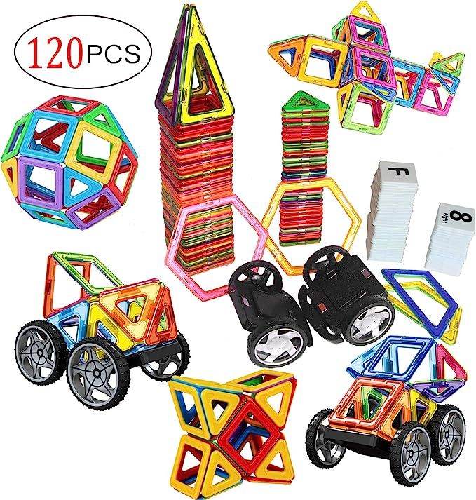 dreambuilderToy Magnetic Tiles, 120 PCS Creative Magnetic Building Blocks Set, Magnetic Tiles STE... | Amazon (US)