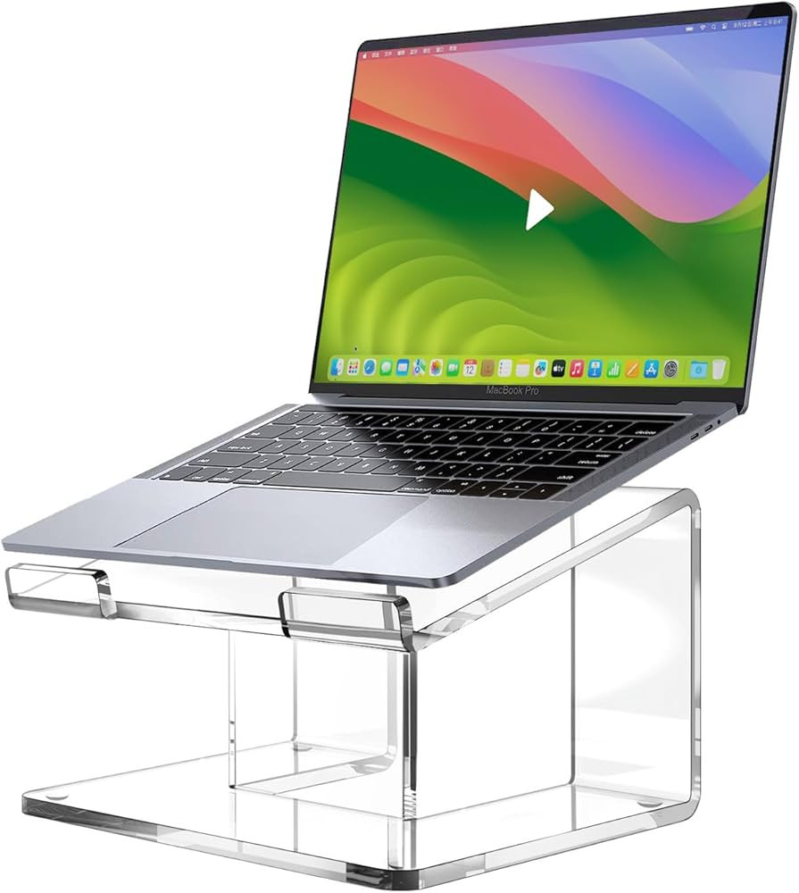 Acrylic Laptop Stand for Desk, Laptop Riser for 15-17.3 Inch Laptops, Ergonomic Laptop Holder, Co... | Amazon (US)