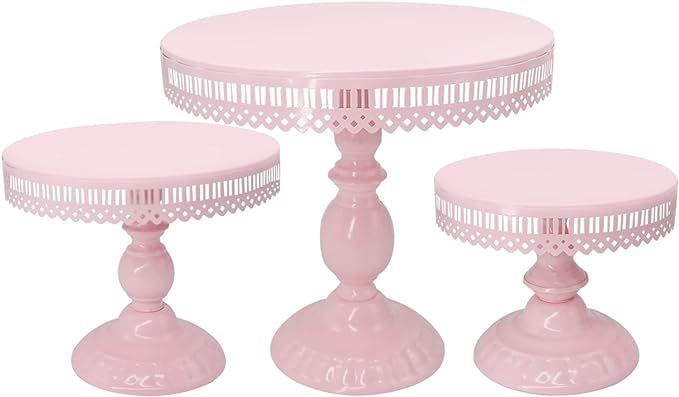 3-Set Cake Stand Round Cake Stands Metal Dessert Cupcake Pastry Candy Display for Wedding Event B... | Amazon (US)