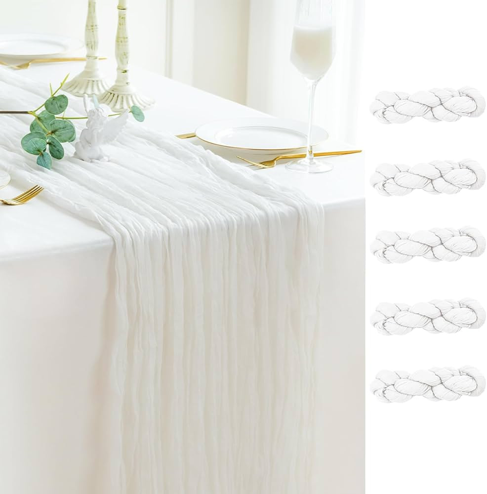 Sioloc 5 Pack Ivory Cheesecloth Table Runner,10ft Gauze Boho Romantic Cheese Cloth Table Runner f... | Amazon (US)