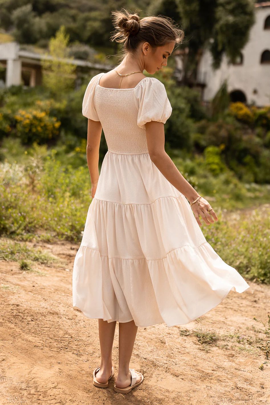 Gemma Midi Dress in Cream | Bohme