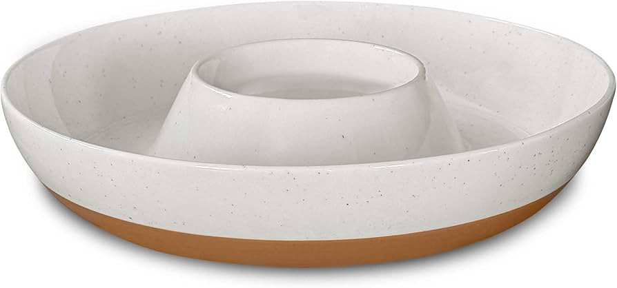 Mora Ceramic Chips and Dip Serving Tray: Large Divided Party Bowl Set for Chips & Salsa, Veggies ... | Amazon (US)