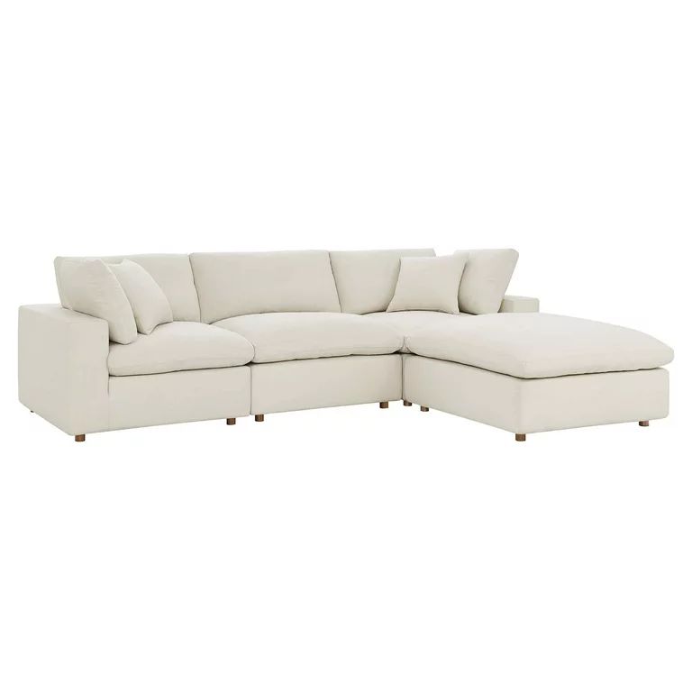 Modway Commix Down Filled Overstuffed 4 Piece Sectional Sofa Set in Light Beige | Walmart (US)