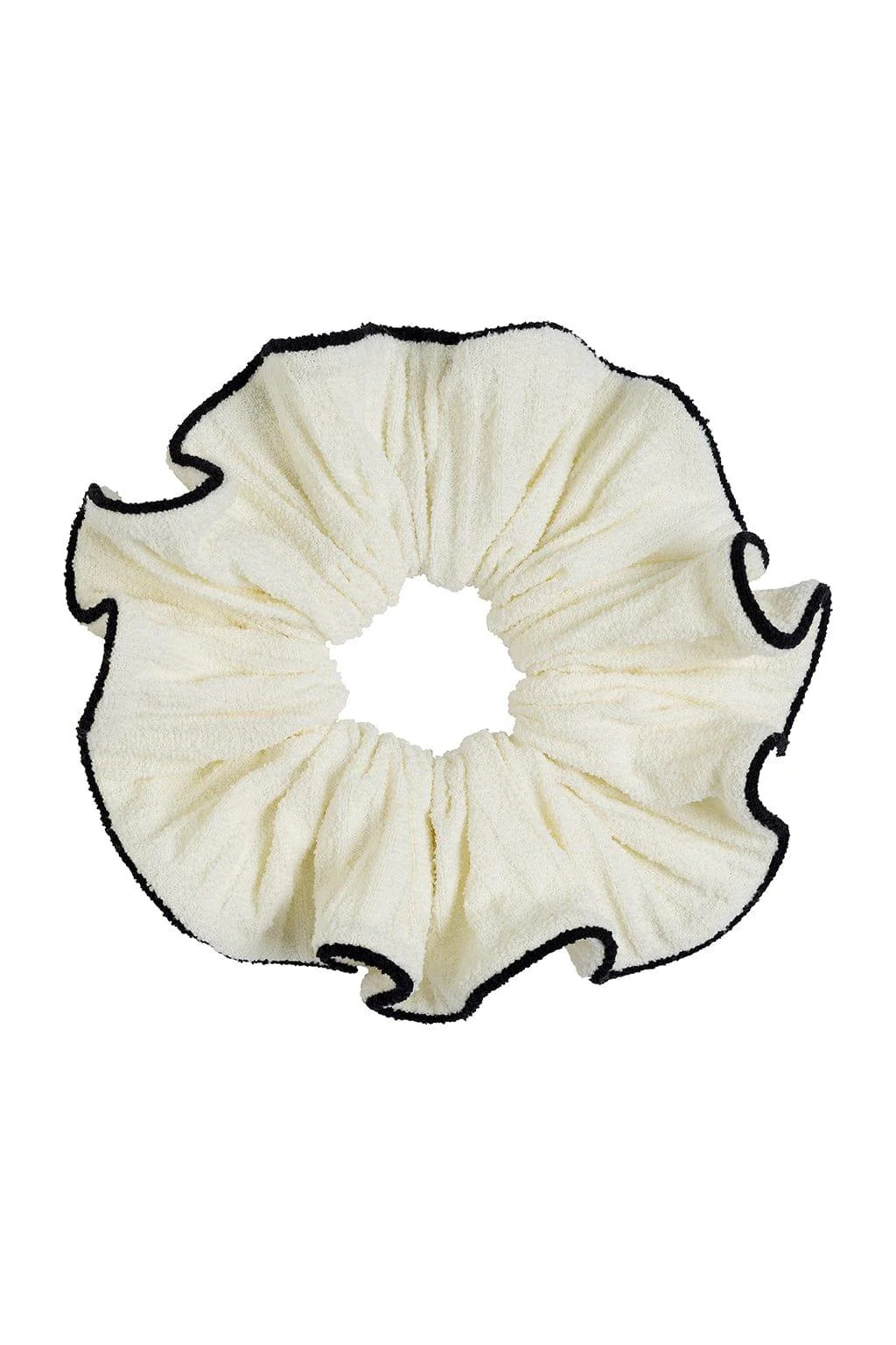 Cream (Black Binded) Terry Rib Chunky Scrunchie | Montce
