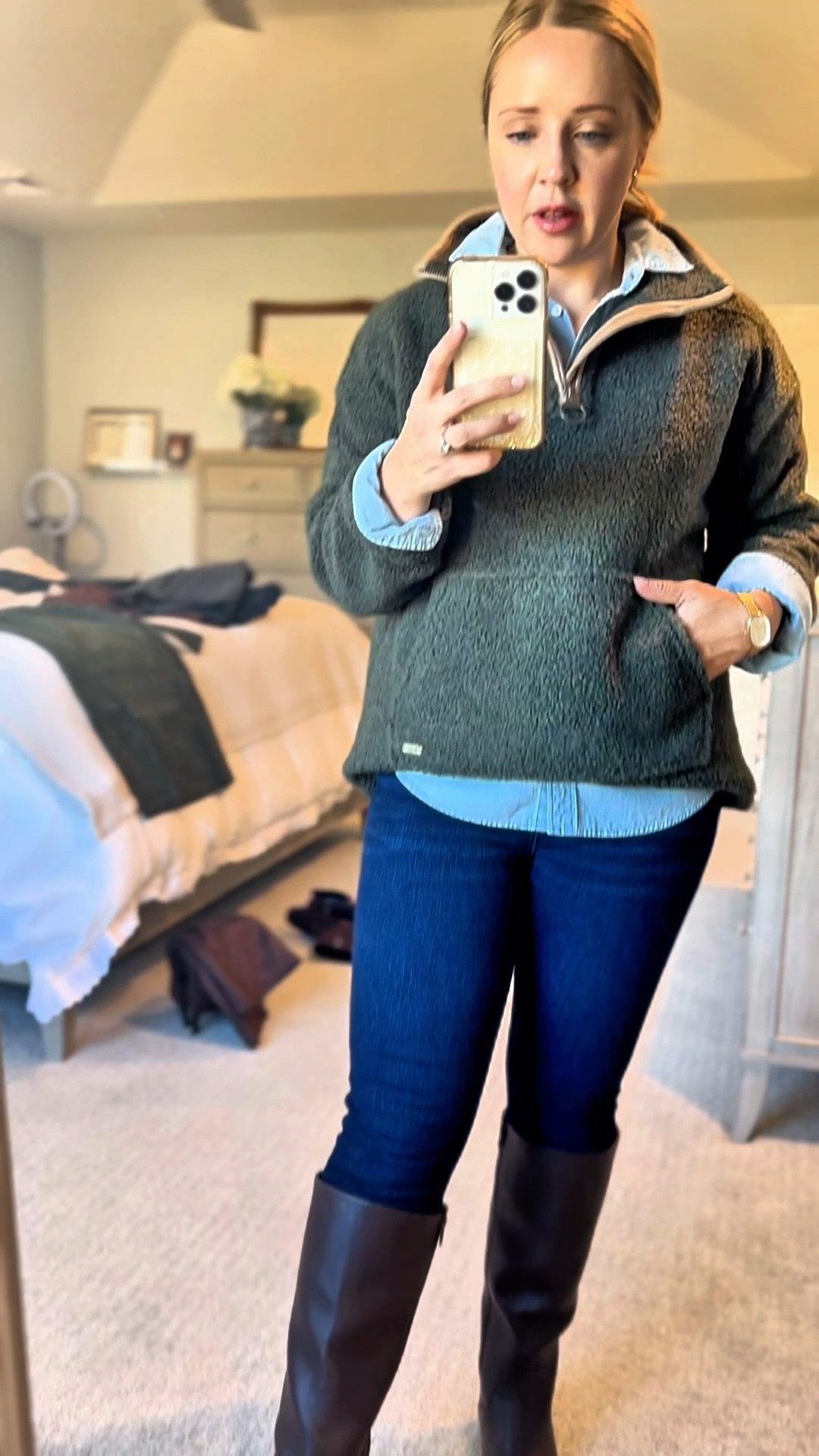 This pullover is so cozy and warm! Wearing my true size of small. Knee high boots are from Target and fit true to size.

Fall outfit, pull over, riding boots, petite, quarter zip 

#LTKPetite #LTKStyleTip #LTKSaleAlert