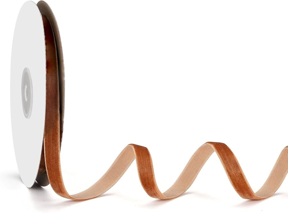 ZIRURUTON Velvet Ribbon Decorations for Christmas Tree DIY Crafts, Vintage Xmas Golden Brown Velv... | Amazon (US)