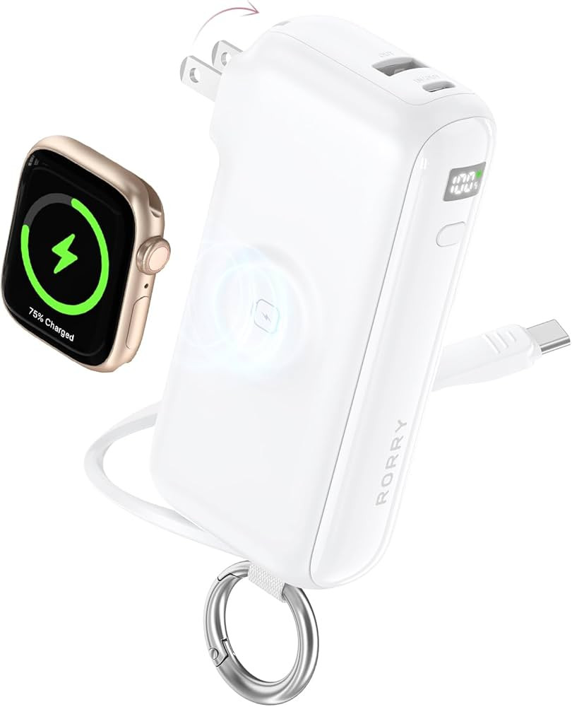 RORRY Flow Portable Charger, 10000mAh 40W Fast Charging Power Bank with Built-in USB C Cable and ... | Amazon (US)