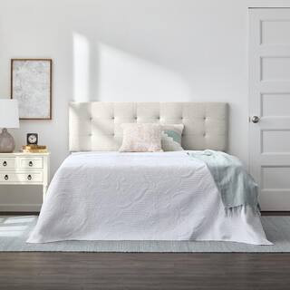 Brookside Emmie Adjustable Cream King/Cal King Upholstered Headboard with Square Tufting-BSKKRSPE... | The Home Depot