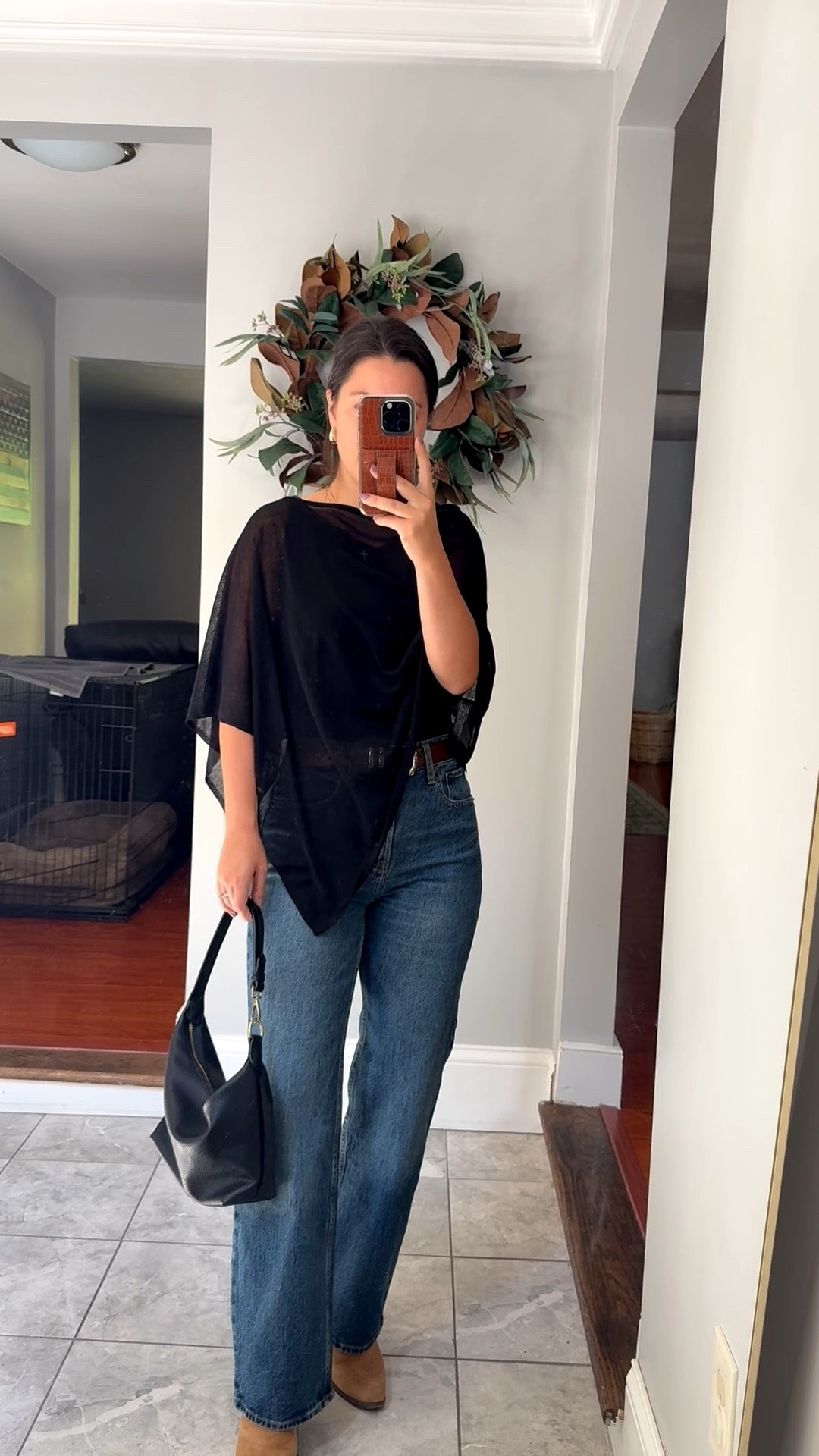 Top is 30% off right now with code: MNG30 - wearing size xs/s. Jeans are 24 extra short. I’m 5ft, 115lbs.

Fall outfits
Petite outfits
Date night outfit
Elevated outfit 
Shawl
Cape

#LTKSaleAlert #LTKPetite #LTKSeasonal