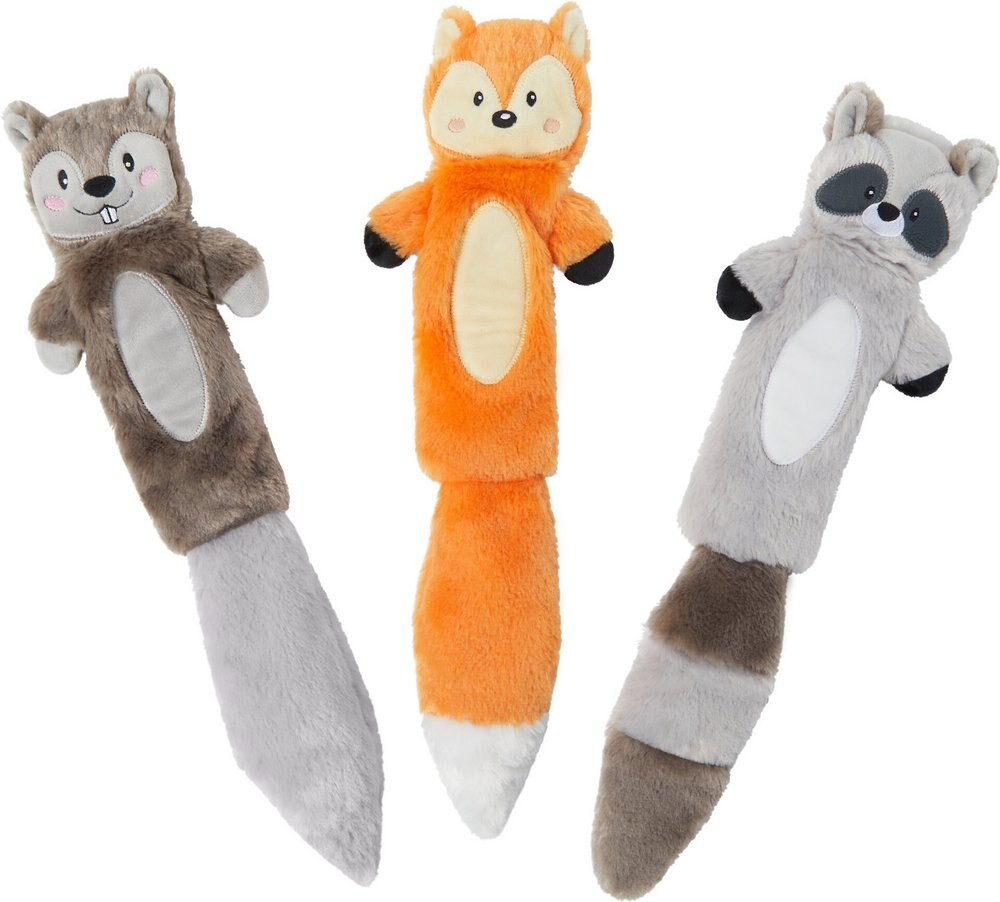 Frisco Forest Friends Stuffing-Free Skinny Plush Squeaky Dog Toy, 3 count | Chewy.com
