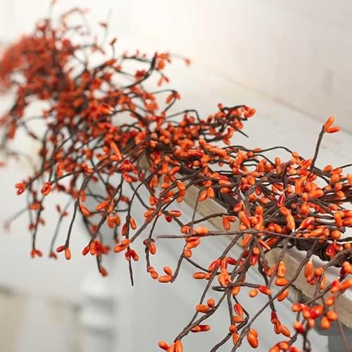 NeoL'artes Artificial Fall Berry Garland, 6 Feet, Orange Berries, Decorative Mantle and Table Decor (Orrange) | Amazon (US)
