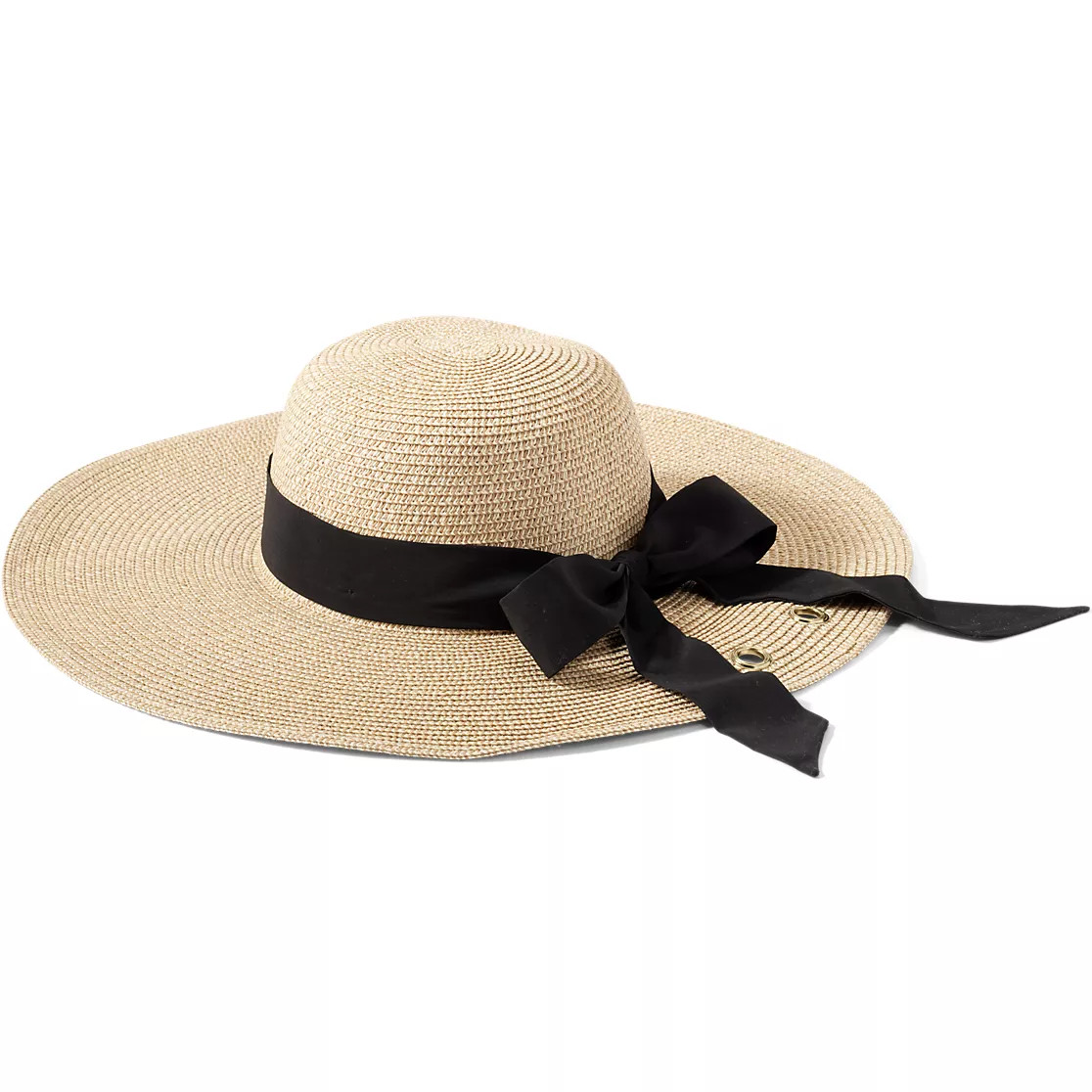 Facesaver Wide Brim Straw Hat with Scarf | Lands' End (US)