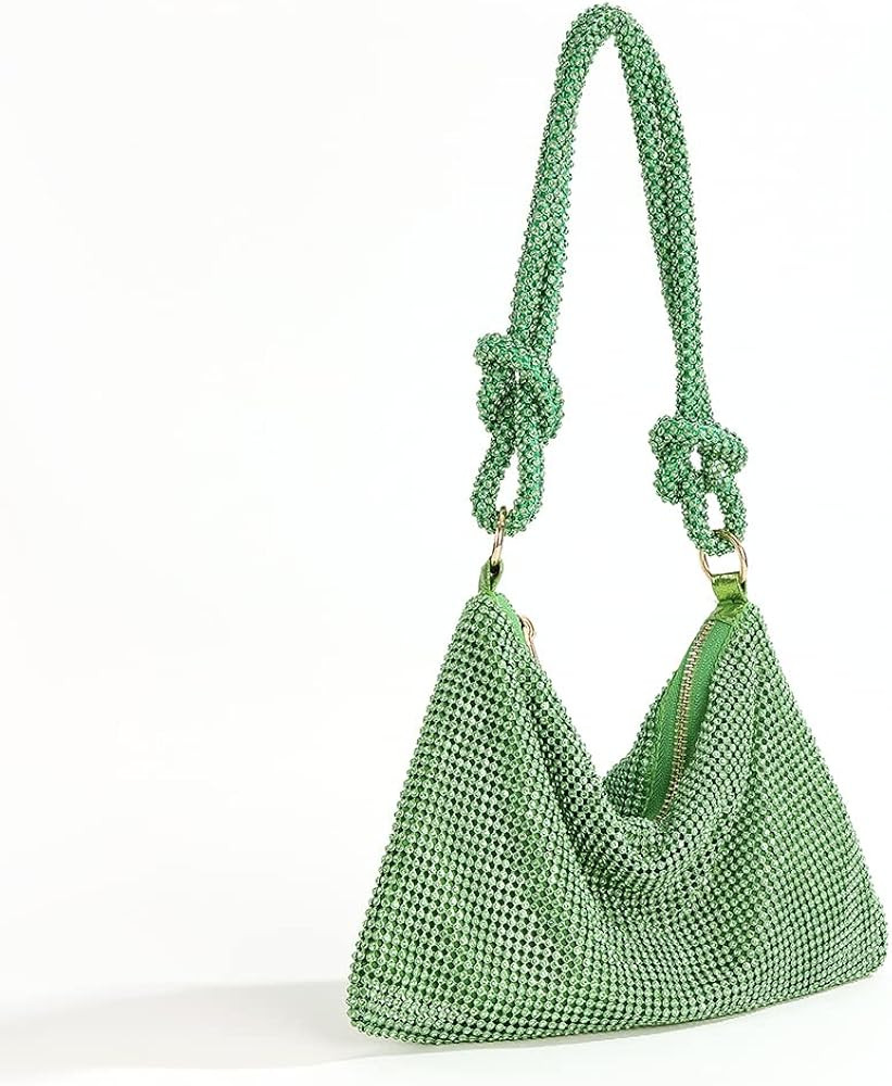 Rhinestone Purses for Women Chic Sparkly Evening Handbag Bling Hobo Bag Shiny Silver Clutch Purse fo | Amazon (US)