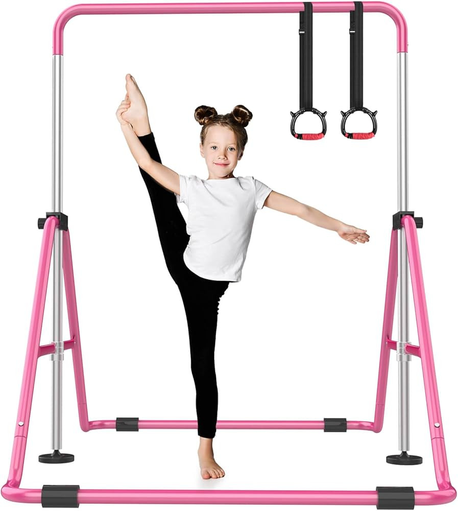 Foldable Gymnastics Bar, 5-Height Adjustable Gymnastic Bars for Kids at Home,Robust & Stable for ... | Amazon (US)