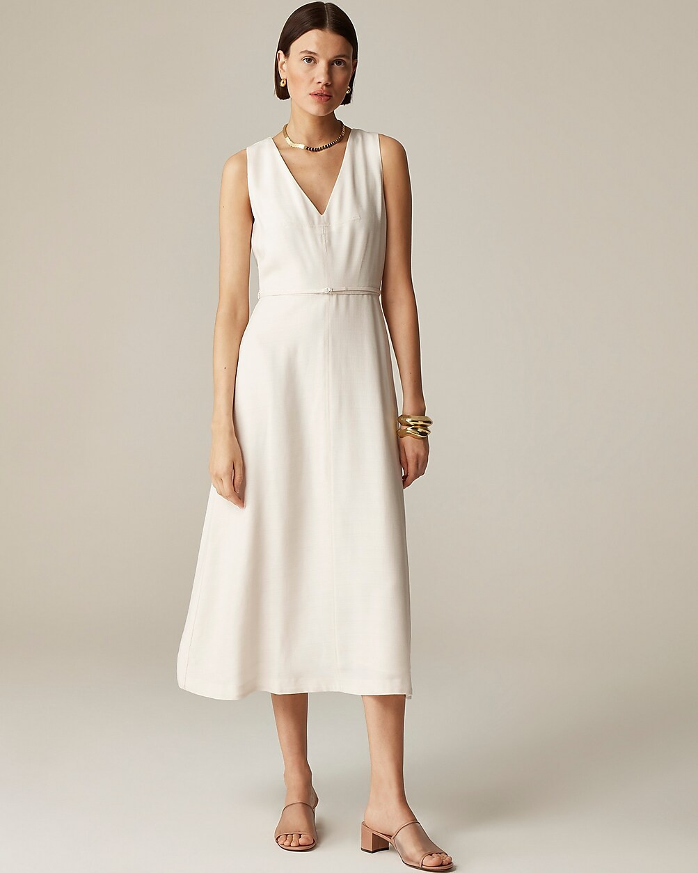 Petite Mathilde V-neck dress in luster canvas | J. Crew US
