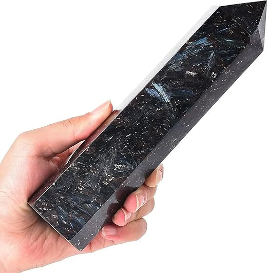 AMOYSTONE Large Healing Crystal Wand Black Quartz Point Natural Crystal Obelisk Tower Decor 1.8-2... | Amazon (US)