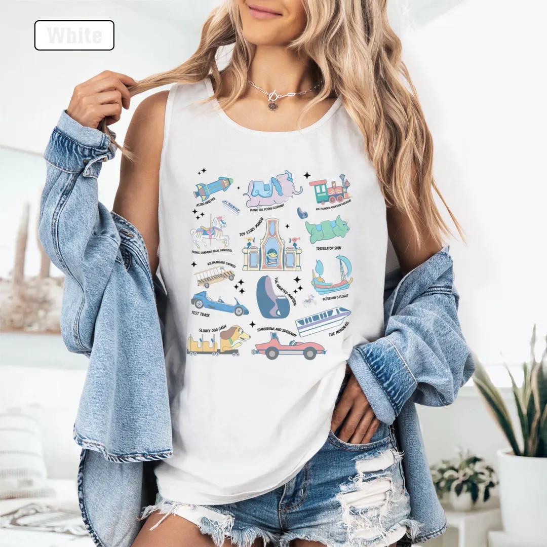 Disney Ready to Ride Vehicles Tank Top, WDW Attraction Vehicles Baby Tee, Disneyland Matching Tri... | Etsy (US)