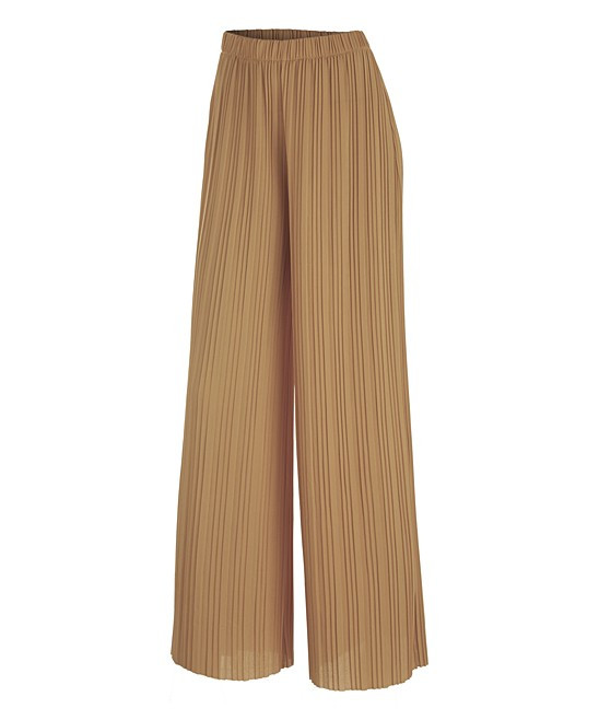 Made by Johnny Women's Casual Pants DESERT - Desert Pleated Palazzo Pants - Women | Zulily