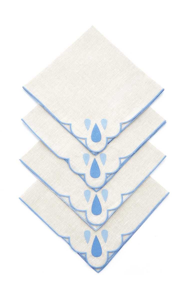 Set-Of-Four Embroidered Linen Dinner Napkins | Moda Operandi (Global)