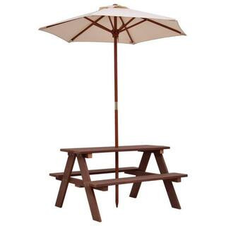 Wooden Outdoor Kids Picnic Table with Umbrella and Bench | The Home Depot