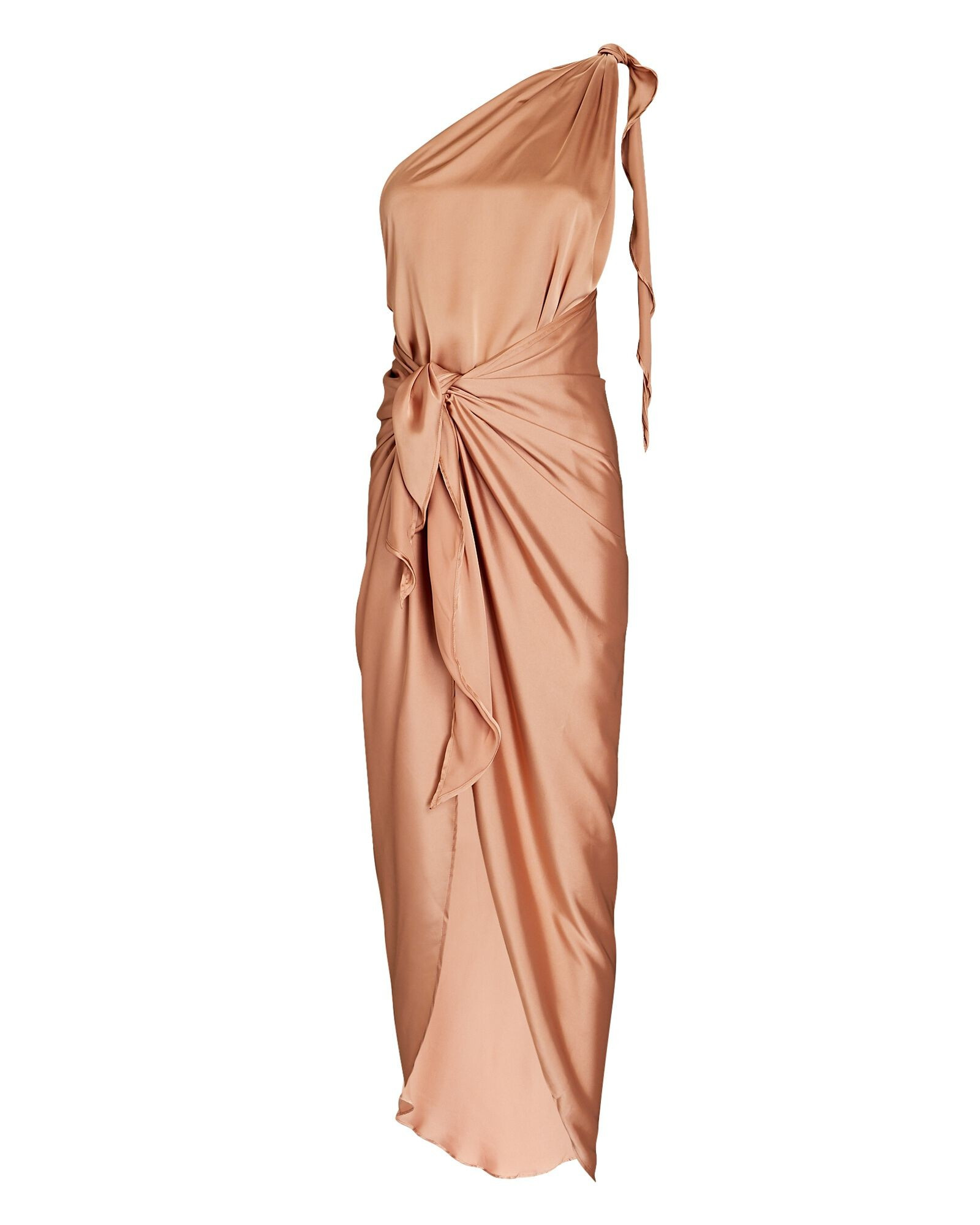 Marea Satin One-Shoulder Dress | INTERMIX