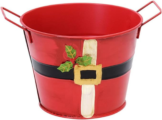 Santa Metal Bucket with Handles Red 5 Inches | Amazon (US)
