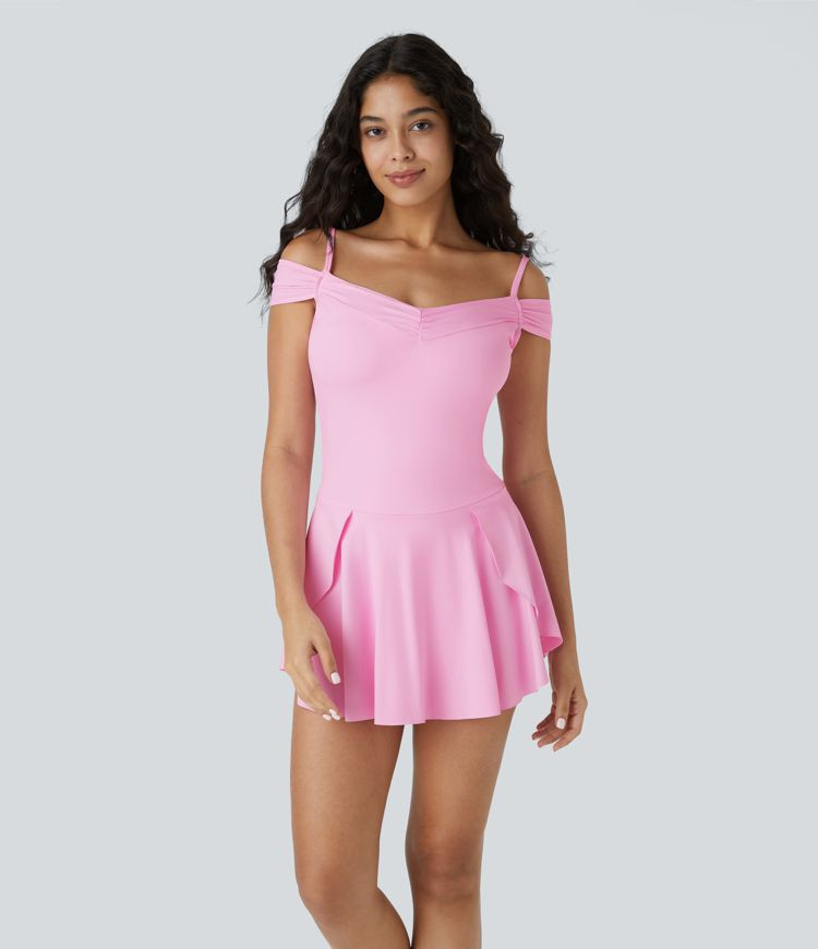 Women’s Backless 2-in-1 Side Pocket Layered Flare Mini Dance Active Dress - Halara | HALARA
