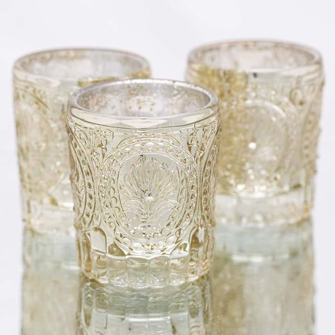 Richland Votive Holders Mercury Primrose Wedding Event Candle Glow Metallic Gold Set of 12 | Amazon (US)
