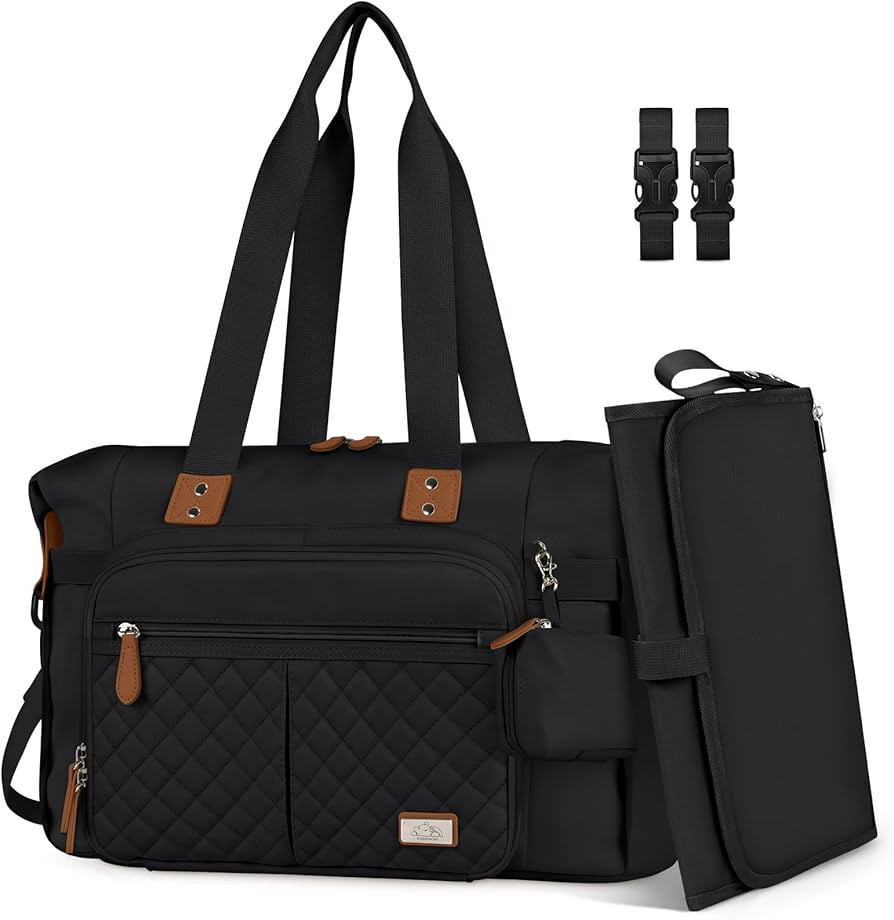 RAINSMORE Baby Changing Bags Nappy Tote Bag Waterproof Baby Diaper Bag for Mom and Dad with Pacif... | Amazon (UK)