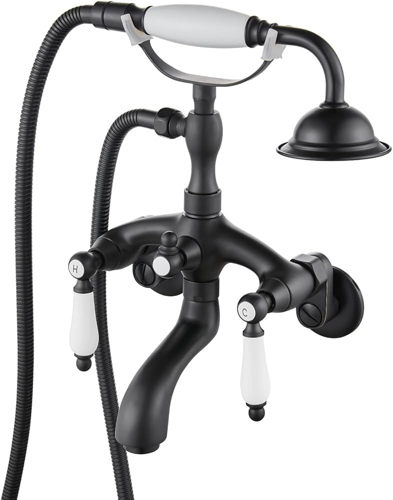 gotonovo Clawfoot Tub Bathtub Matte Black Shower Faucet with Hand Shower Sprayer Wall Mount Bronz... | Amazon (US)