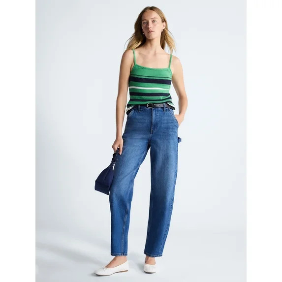 Free Assembly Women's Textured Stitch Stripe Tank Top, Sizes XS-XXL | Walmart (US)