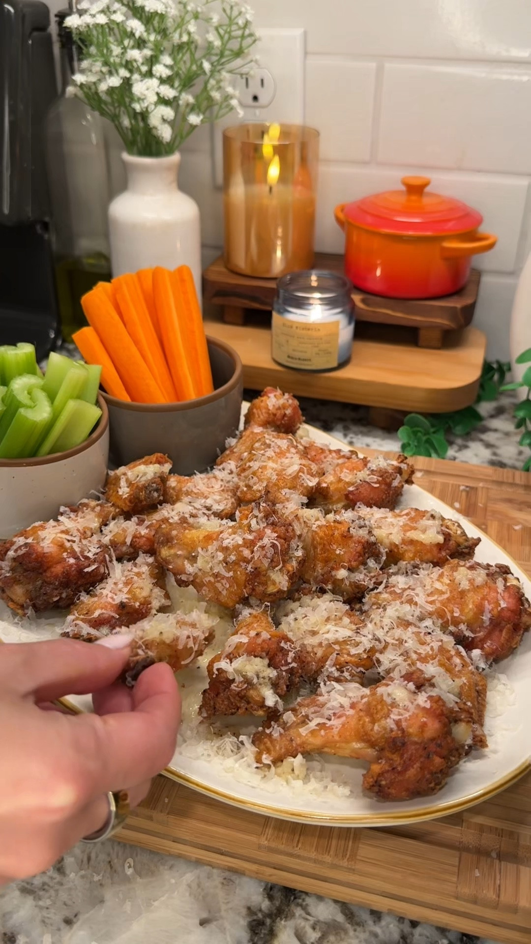 we are obsessed with making crispy oven-baked chicken wings at home🍗🔥with a rich & buttery garlic parm sauce, you’ll have requests to make these again & again!

#kitchenfavorites #cookingessentials #favoritecookware #dinnerideas

Ingredients:
- 3 lbs chicken wings
- 1 tbsp avocado oil
- 2 tbsp baking powder
- 2 tsp onion powder
- 2 tsp garlic powder
- 1 tsp black pepper
- 1 tsp salt
*bake at 425°F for about 1 hour, flipping halfway through

garlic parm sauce:
- 1 stick butter
- 6 cloves garlic, minced
- 1 tsp onion powder
- salt and black pepper to taste
- about 1/3 cup freshly grated Parmesan cheese

#LTKHome #LTKSeasonal #LTKFamily