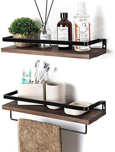 SODUKU Floating Shelves Wall Mounted Storage Shelves for Kitchen, Bathroom,Set of 2 Brown | Amazon (US)