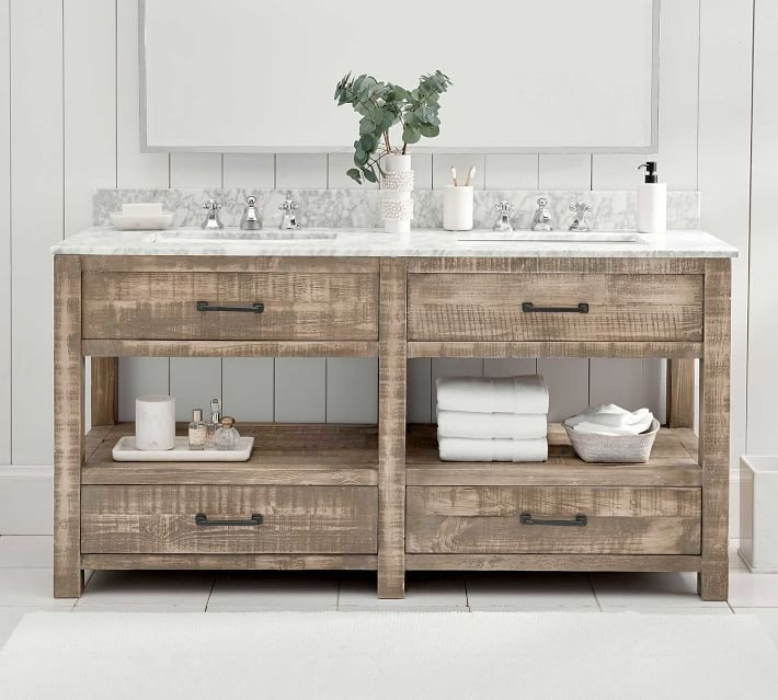 Paulsen 63" Reclaimed Wood Double Sink Vanity | Pottery Barn (US)