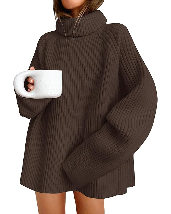 ZESICA Women's 2024 Winter Sweaters Oversized Turtleneck Long Sleeve Chunky Knitted Pullover Swea... | Amazon (US)