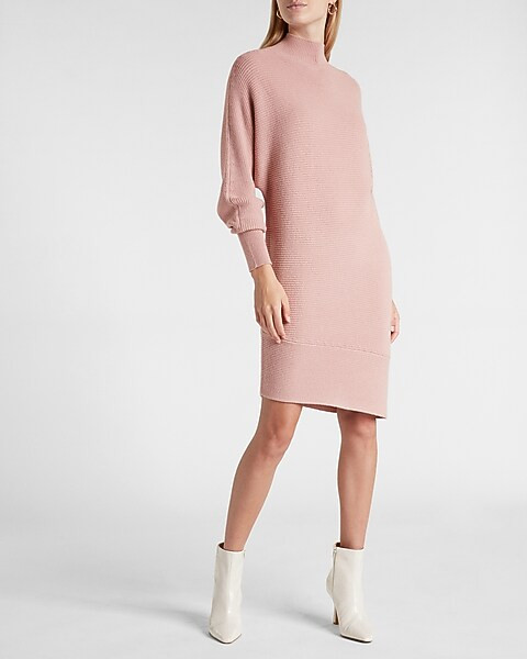 Turtleneck Asymmetrical Hem Midi Sweater Dress | Express