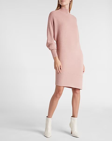 Turtleneck Asymmetrical Hem Midi Sweater Dress | Express