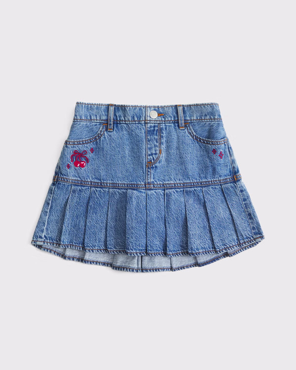 denim drop-waist pleated skort | Abercrombie & Fitch (US)