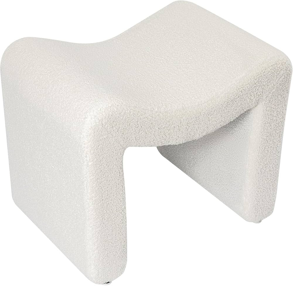 Modern Ottoman Footstool, Small Boucle Foot Rest Vanity Stool Chair, Upholstered Ottoman for Entr... | Amazon (US)