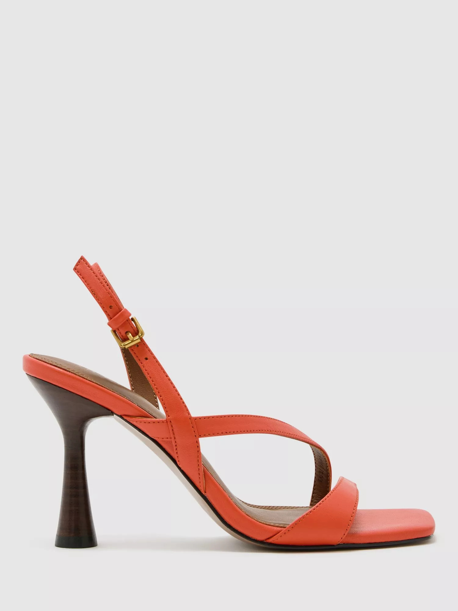 Reiss Cindy Strappy Leather Sandals, Coral | John Lewis (UK)
